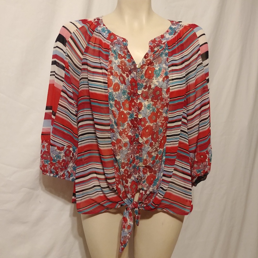 Anthropologie Fig And Flower Womems Sheer Blouse